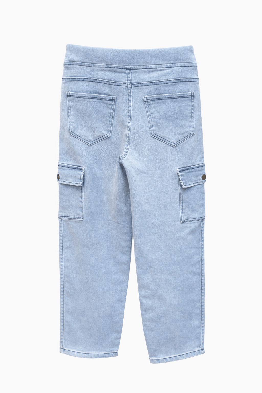 Kids Ice Blue Power Stretch Denim Cargo Pants – Premium Sartan Fabric - Raab.pk