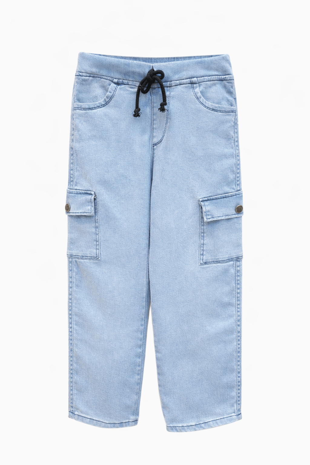 Kids Ice Blue Power Stretch Denim Cargo Pants – Premium Sartan Fabric - Raab.pk