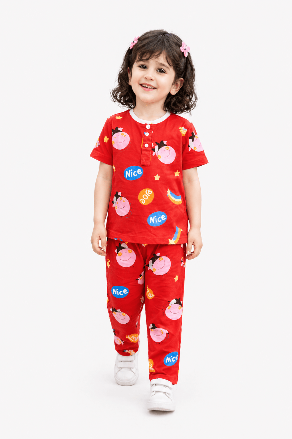 Kids Ice Cotton Printed Co - Ord Set – Soft & Lightweight Summer Outfit - Raab.pk