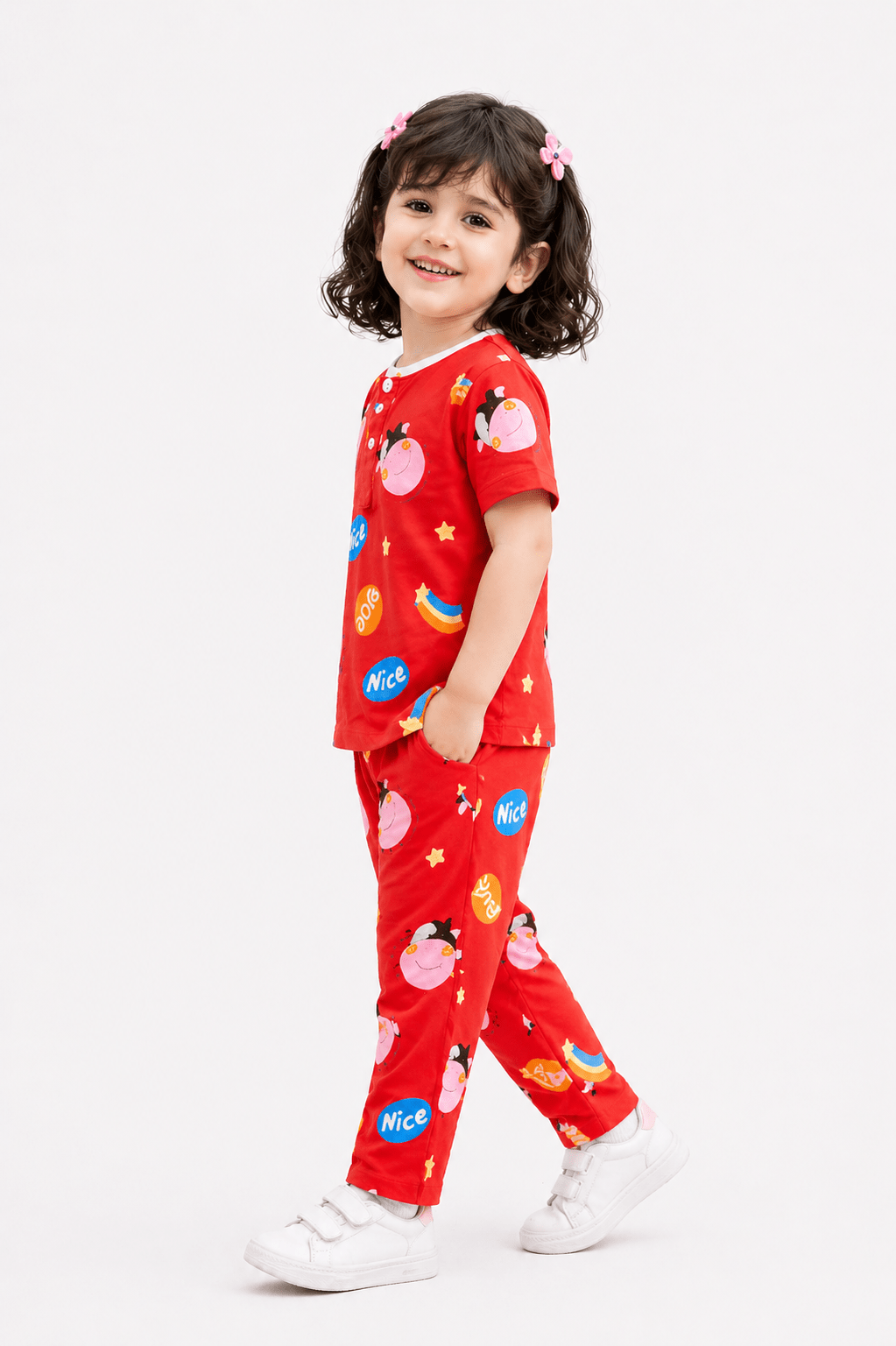 Kids Ice Cotton Printed Co - Ord Set – Soft & Lightweight Summer Outfit - Raab.pk