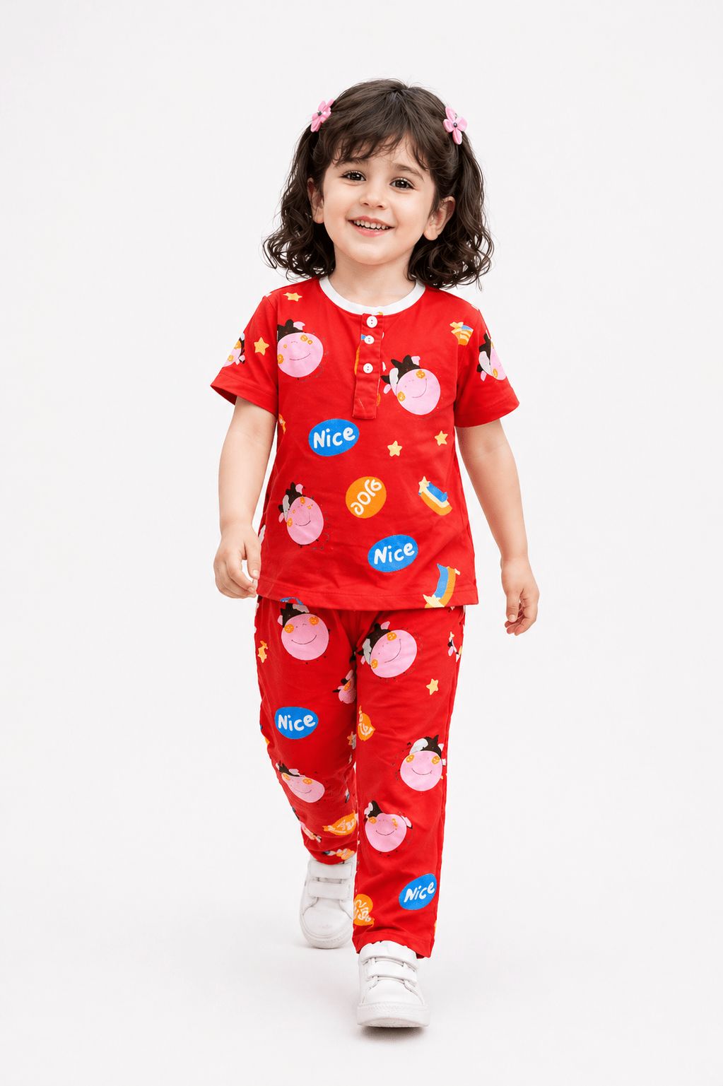 Kids Ice Cotton Printed Co - Ord Set – Soft & Lightweight Summer Outfit - Raab.pk