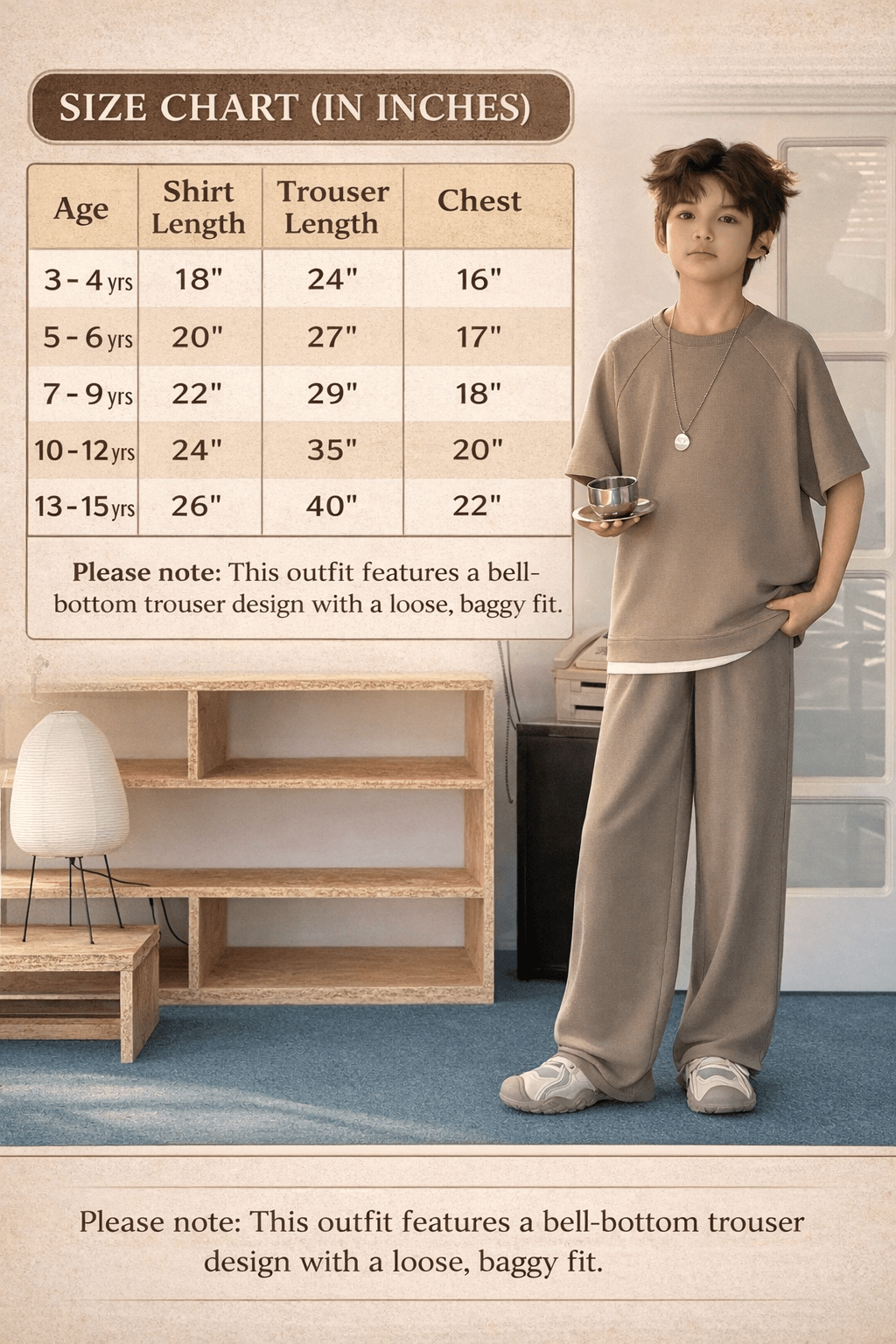 Kids Minimalist Terry Co - Ord Set – Drop Shoulder Casual Round Neck Short Sleeve T-Shirt & Trouser - Raab.pk