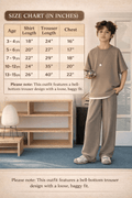 Kids Minimalist Terry Co - Ord Set – Drop Shoulder Casual Round Neck Short Sleeve T-Shirt & Trouser - Raab.pk