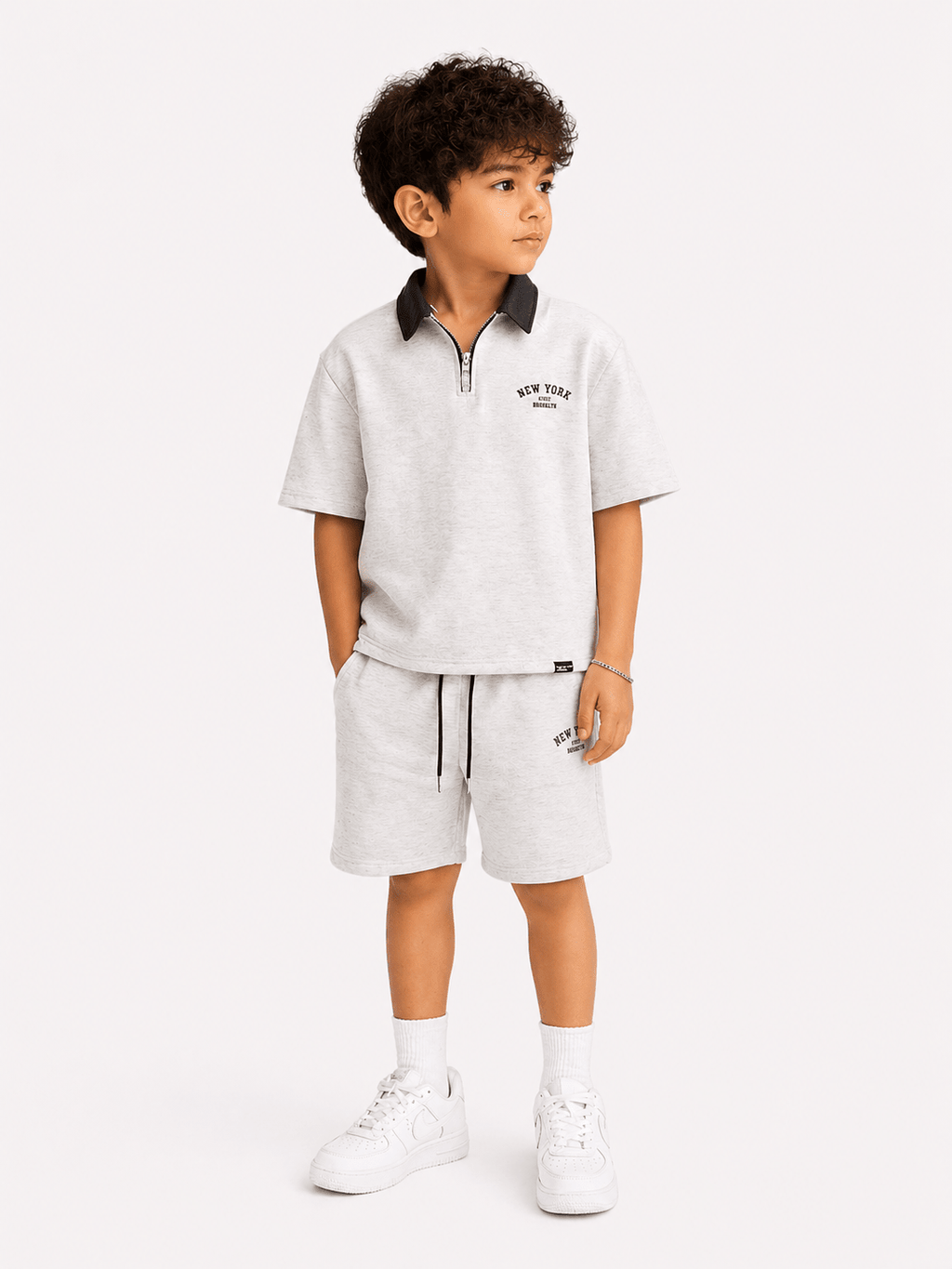 Kids New York Printed Co - Ord Set (T-Shirt & Shorts) – Down Shoulder Style - Raab.pk