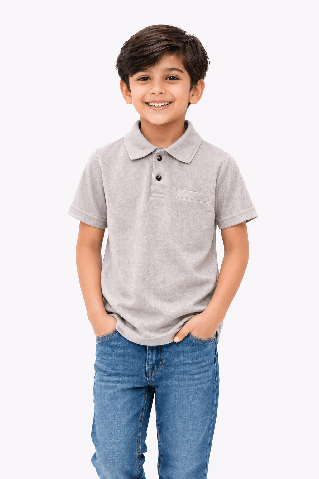 Kids Popcorn Fabric Polo T-Shirt – Soft & Stylish - Raab.pk