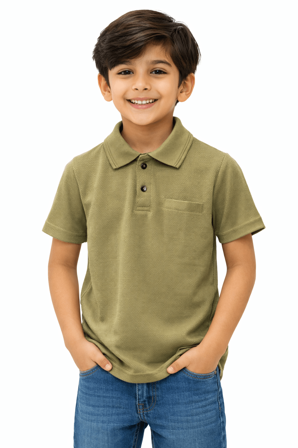 Kids Popcorn Fabric Polo T-Shirt – Soft & Stylish - Raab.pk