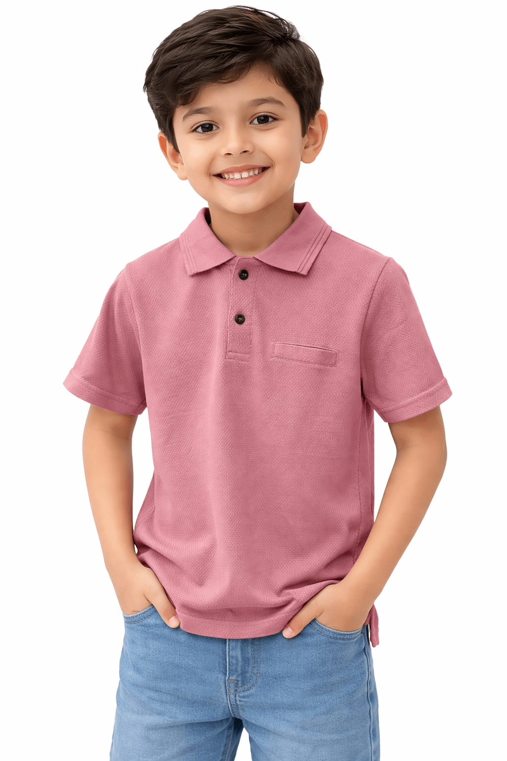 Kids Popcorn Fabric Polo T-Shirt – Soft & Stylish - Raab.pk