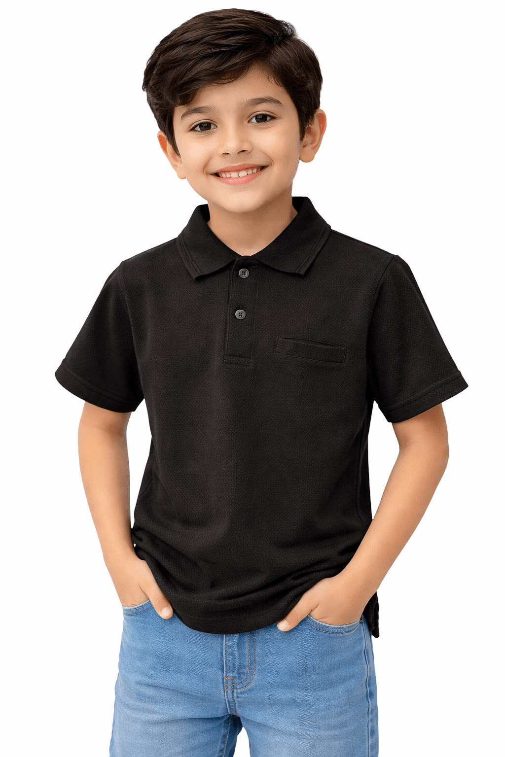 Kids Popcorn Fabric Polo T-Shirt – Soft & Stylish - Raab.pk