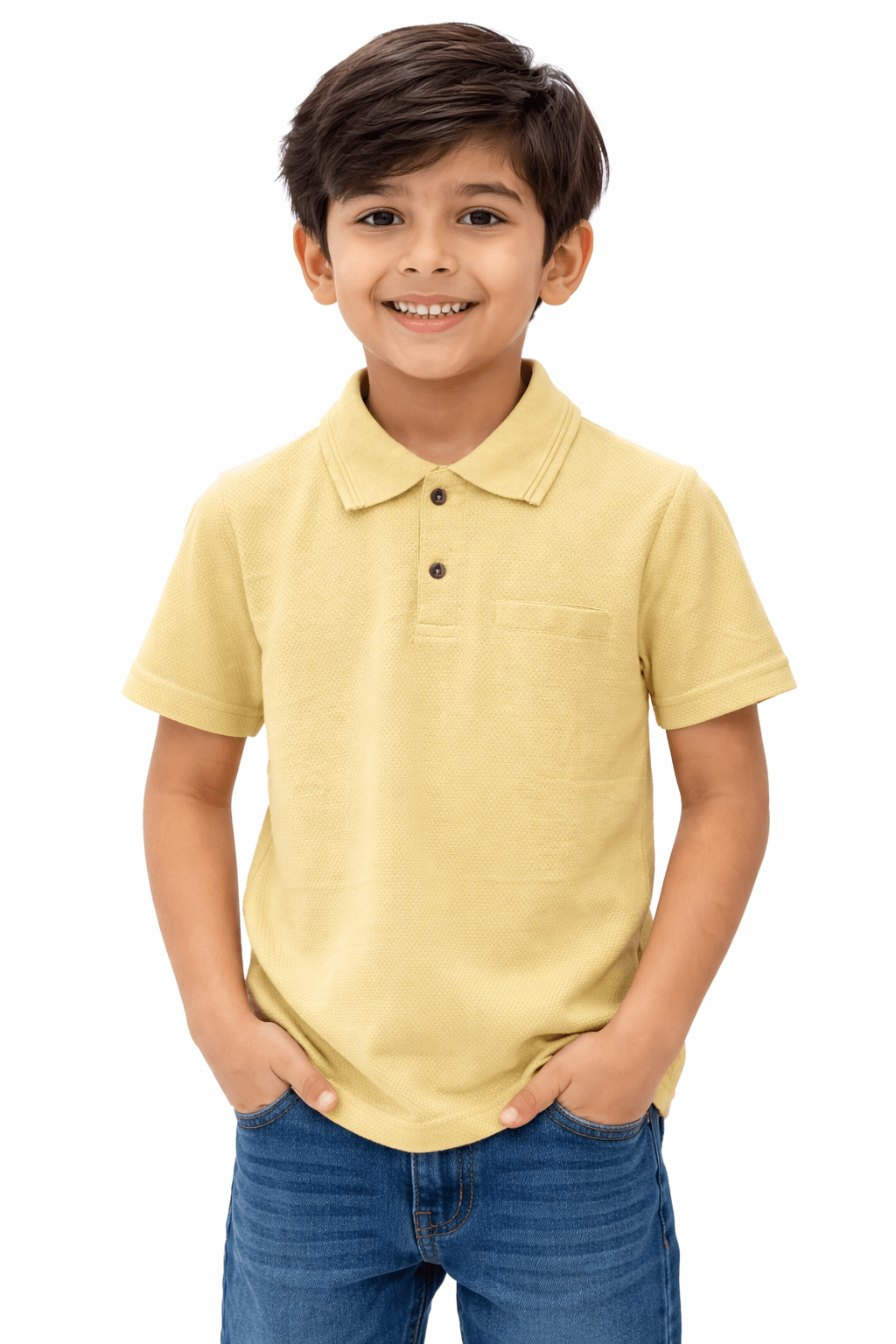 Kids Popcorn Fabric Polo T-Shirt – Soft & Stylish - Raab.pk