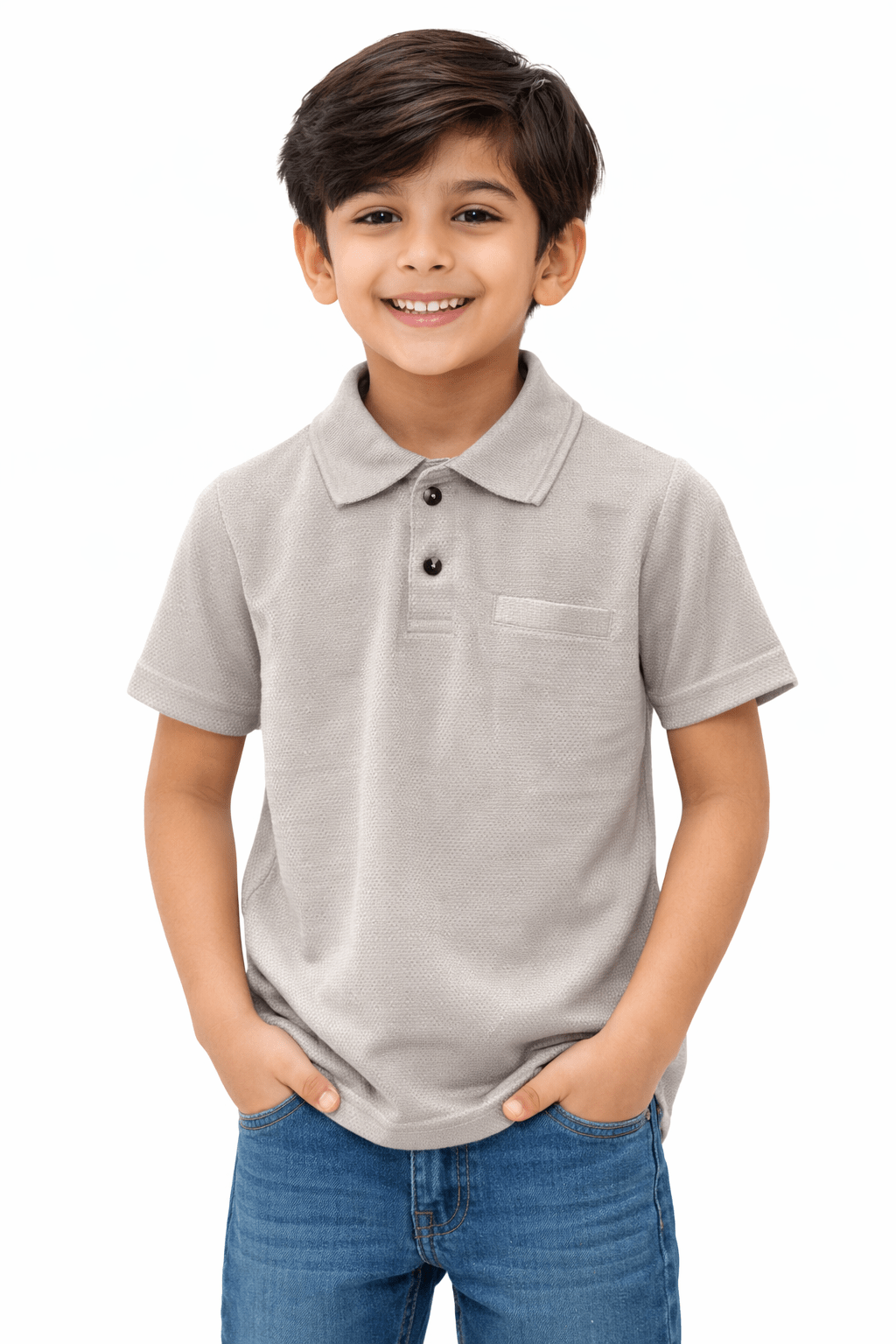 Kids Popcorn Fabric Polo T-Shirt – Soft & Stylish - Raab.pk