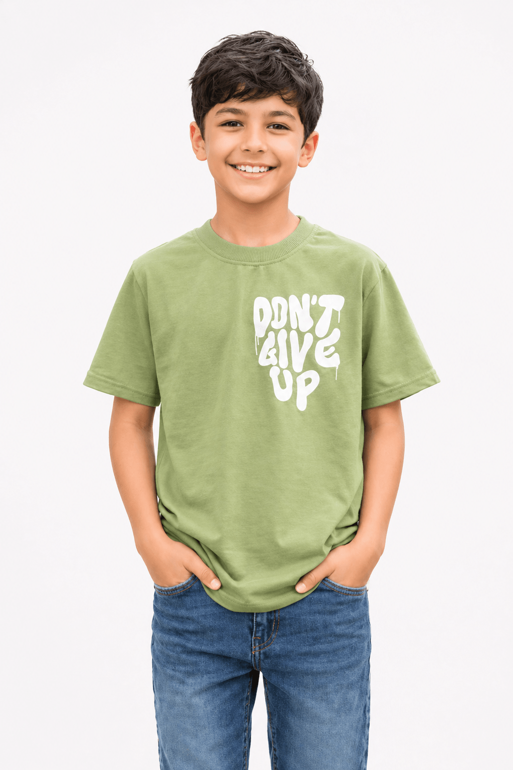 Kids Premium “Don’t Give Up” Graphic T-Shirt – Summer Collection - Raab.pk
