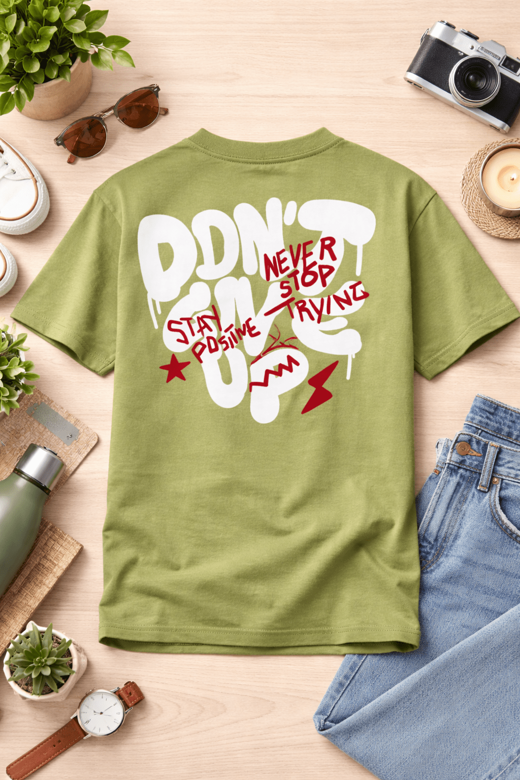 Kids Premium “Don’t Give Up” Graphic T-Shirt – Summer Collection - Raab.pk