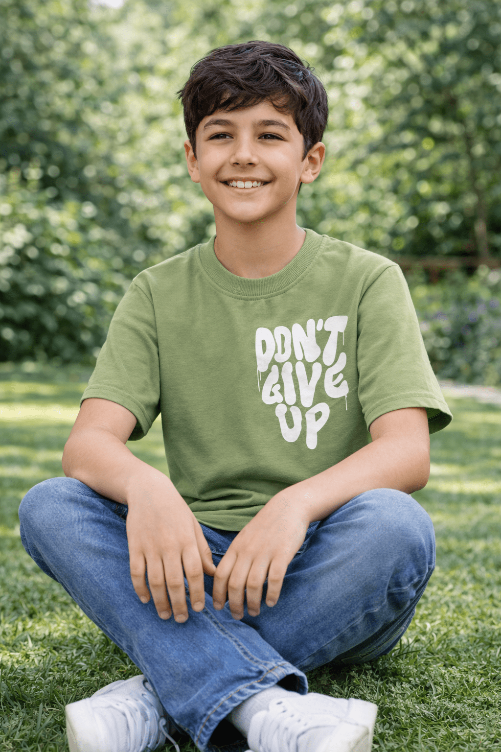 Kids Premium “Don’t Give Up” Graphic T-Shirt – Summer Collection - Raab.pk