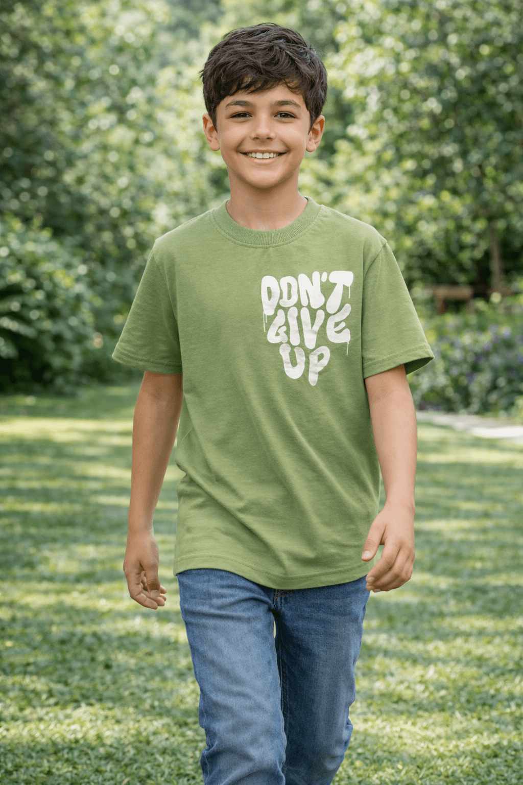 Kids Premium “Don’t Give Up” Graphic T-Shirt – Summer Collection - Raab.pk