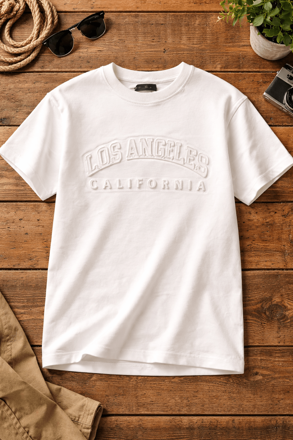 Kids Premium Drop Shoulder Stretch T-Shirt – Los Angeles Embossed Design - Raab.pk