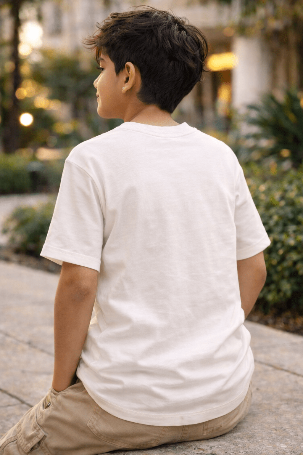 Kids Premium Drop Shoulder Stretch T-Shirt – Los Angeles Embossed Design - Raab.pk