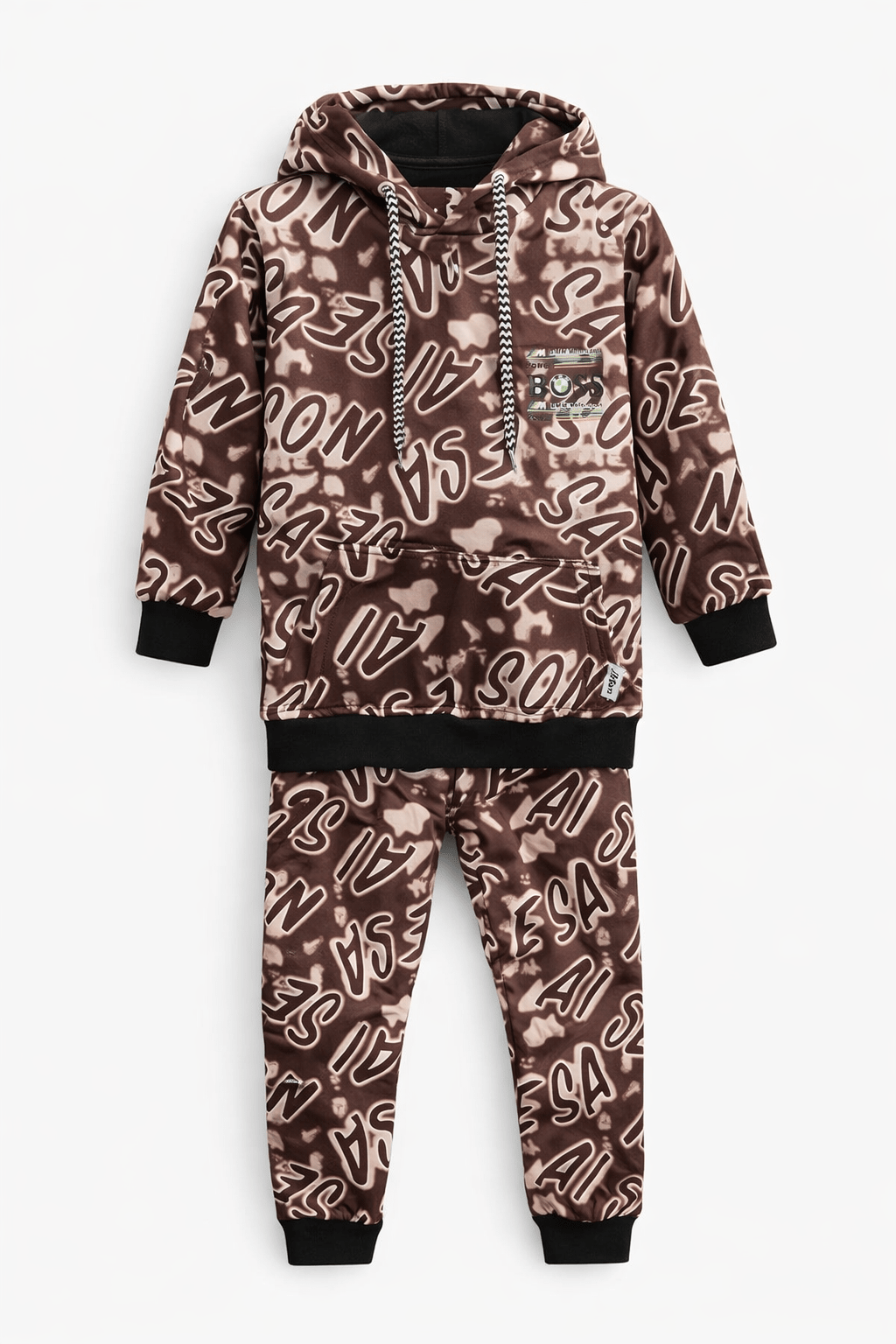 Kids Printed Fleece Hoodie & Trouser – Winter Set - Raab.pk