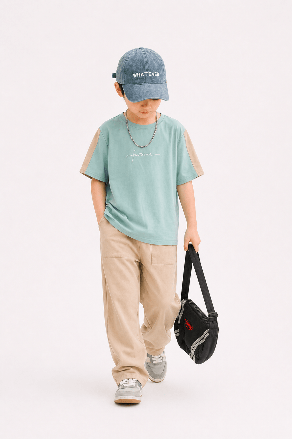 Kids Summer Casual Outfit – “Future” T-Shirt & Relaxed Pants Set - Raab.pk