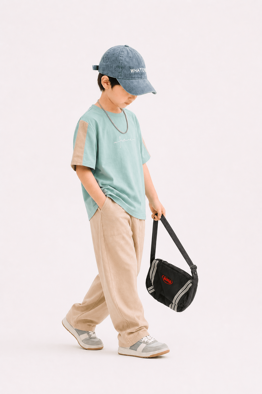 Kids Summer Casual Outfit – “Future” T-Shirt & Relaxed Pants Set - Raab.pk