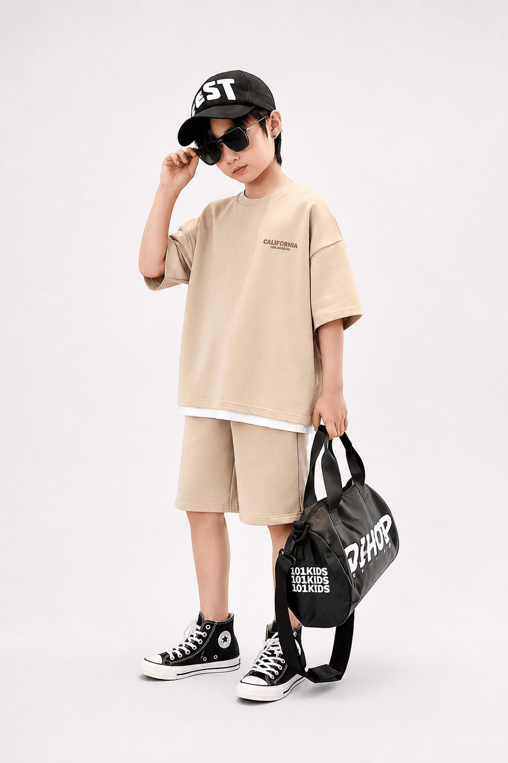Kids Summer Streetwear Set – California Printed T-Shirt & Shorts - Raab.pk
