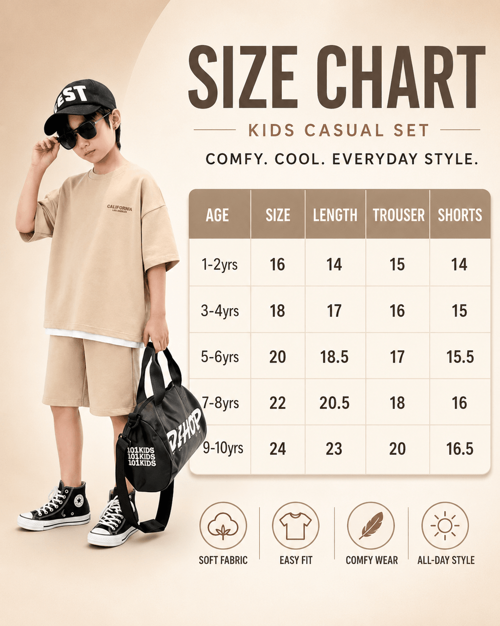 Kids Summer Streetwear Set – California Printed T-Shirt & Shorts - Raab.pk