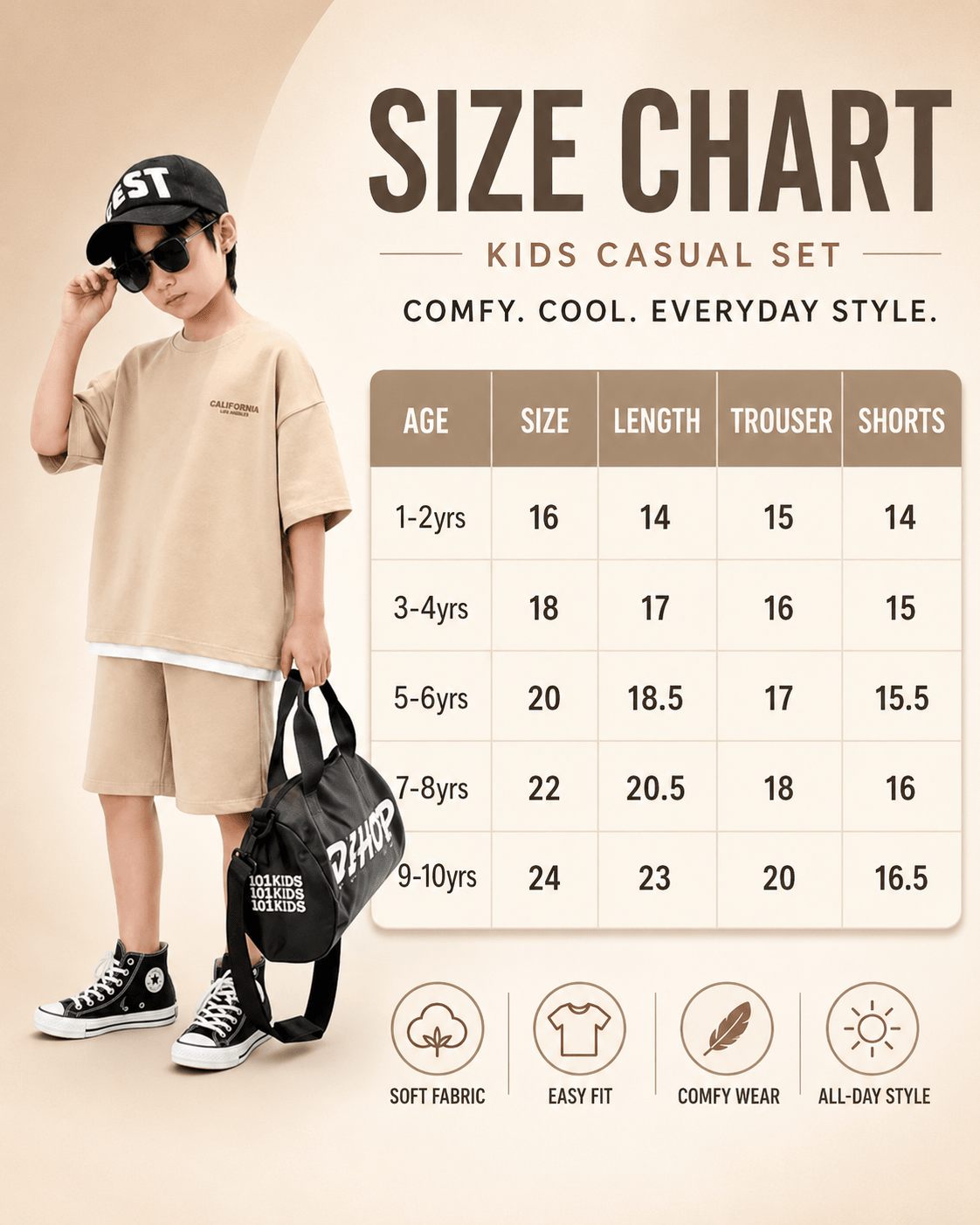Kids Summer Streetwear Set – California Printed T-Shirt & Shorts - Raab.pk