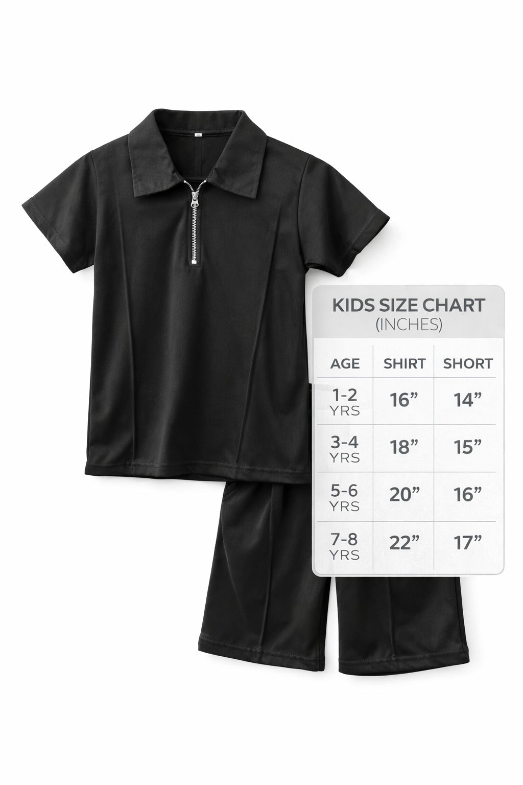 Premium Kids Cotton Co - Ord Set | Zip Collar T-Shirt & Shorts - Blue - Raab.pk