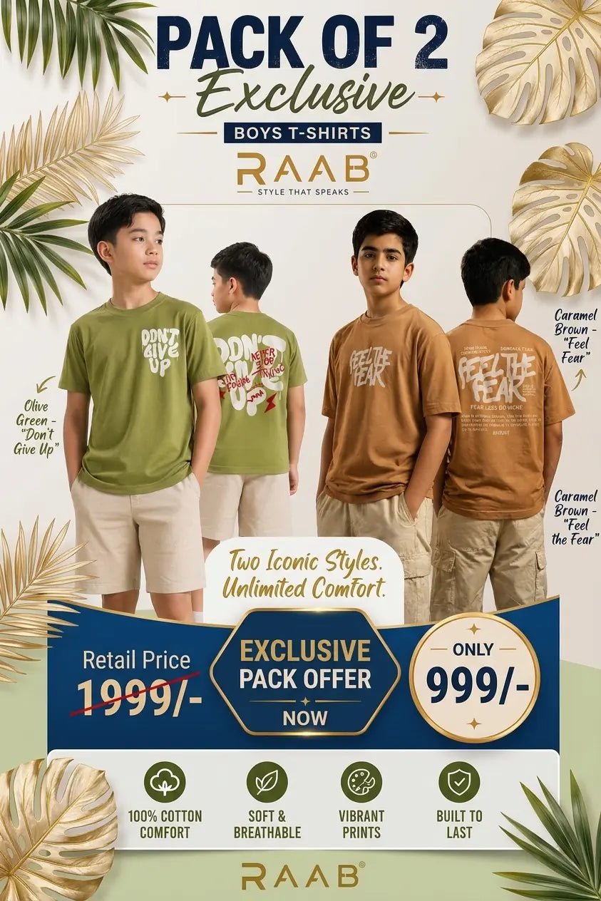 RAAB Boys Pack of 2 Printed Cotton Jersey T-Shirts – Ages 4 to 15 Years - Raab.pk