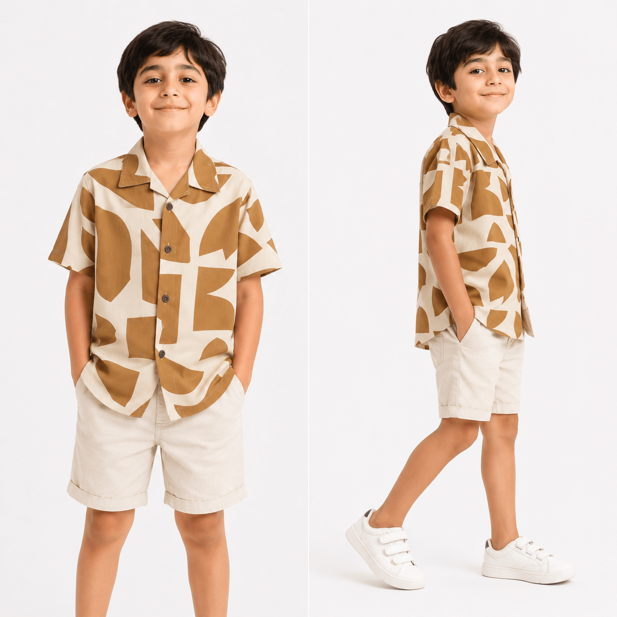 RAAB Kids Abstract Printed Half Sleeve Shirt for Boys – Premium Summer Casual Wear (1–15 Years) - Raab.pk