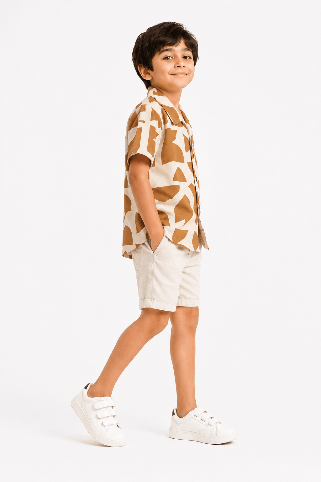 RAAB Kids Abstract Printed Half Sleeve Shirt for Boys – Premium Summer Casual Wear (1–15 Years) - Raab.pk