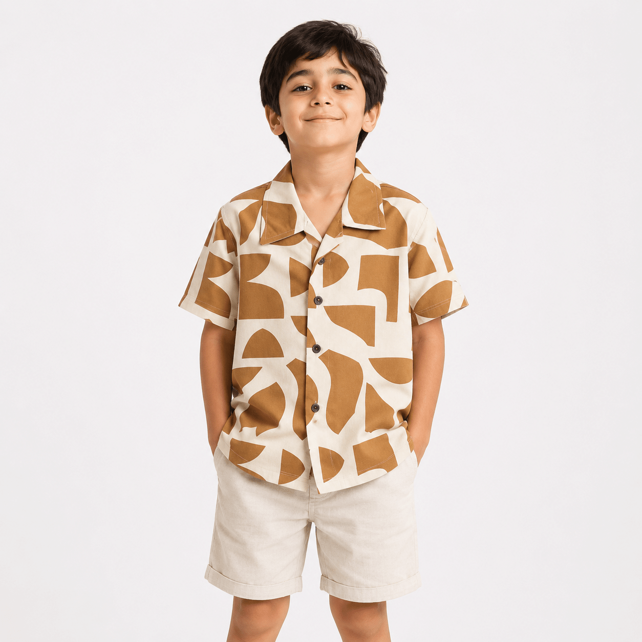 RAAB Kids Abstract Printed Half Sleeve Shirt for Boys – Premium Summer Casual Wear (1–15 Years) - Raab.pk