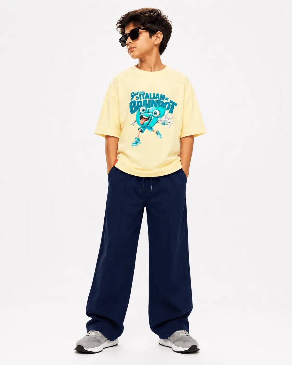 RAAB Kids Graphic T-Shirt & Navy Baggy Trouser Co-Ord Set - Raab.pk