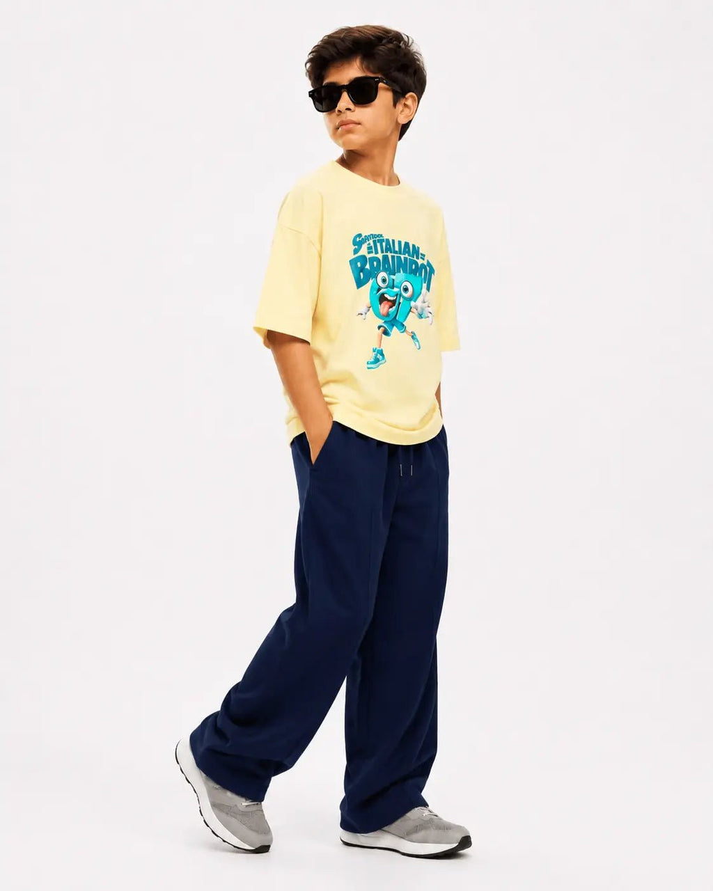 RAAB Kids Graphic T-Shirt & Navy Baggy Trouser Co-Ord Set - Raab.pk