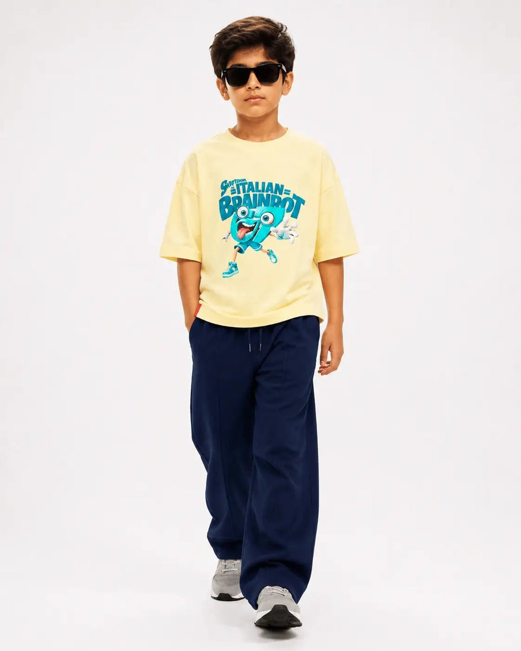 RAAB Kids Graphic T-Shirt & Navy Baggy Trouser Co-Ord Set - Raab.pk