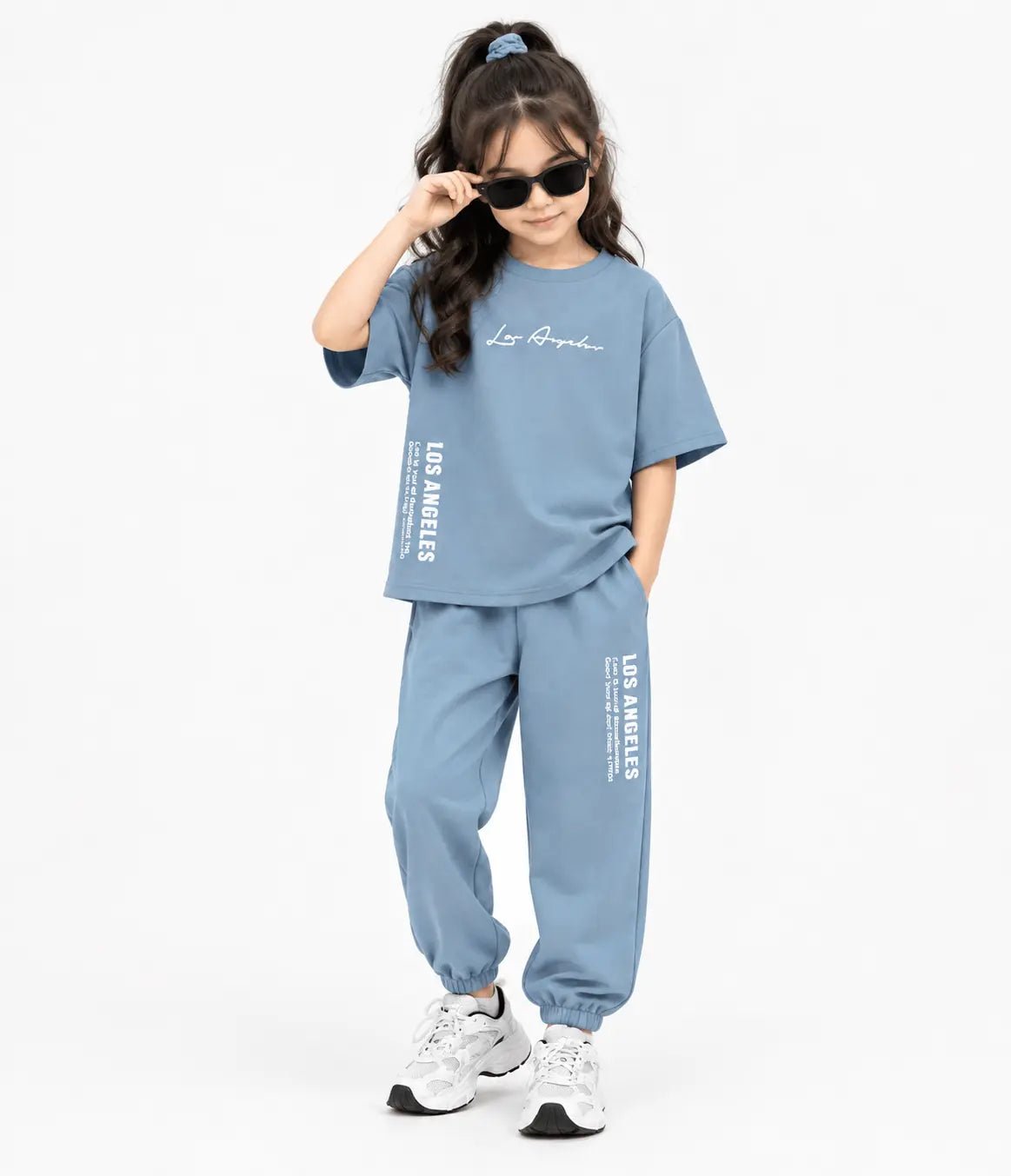 RAAB Kids "LOS ANGELES" Printed Drop Shoulder T-Shirt & Joggers Set (3 to 14 Years) - Raab.pk