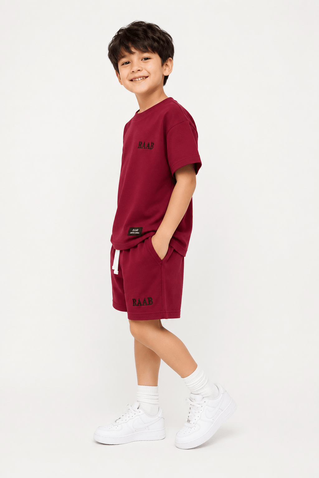 RAAB Kids Maroon T-Shirt & Shorts Co-Ord Set – Lightweight Summer Outfit for Boys (1-8 Years) - Raab.pk