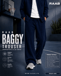 Raab Kids Navy Blue Baggy Trouser (3 - 12 Years) - Premium Cotton Blend, Modern Fit, All - Day Comfort - Raab.pk