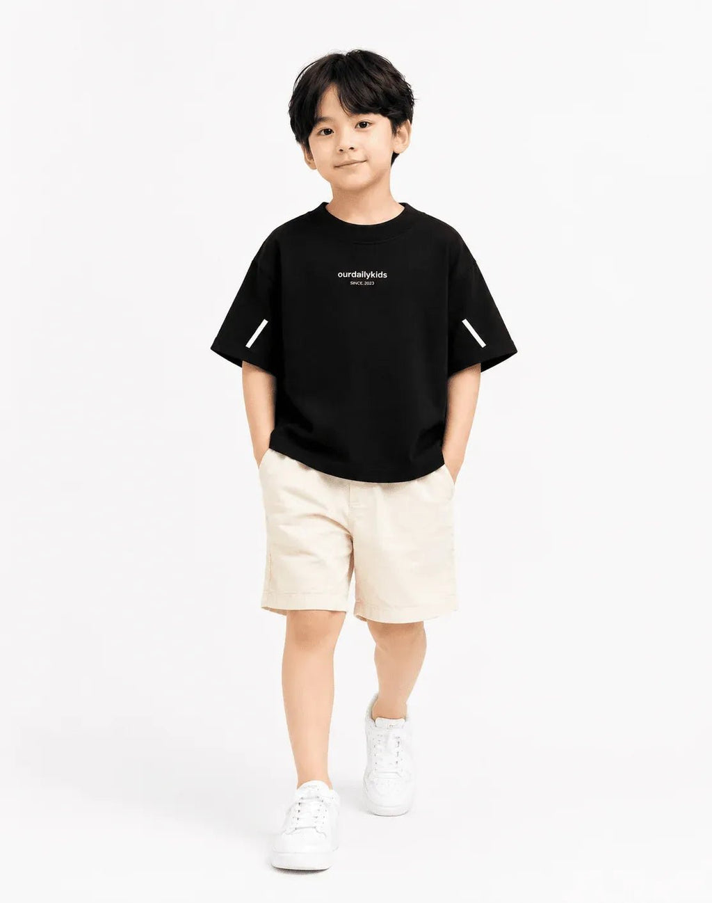 RAAB Kids "ourdailykids" Printed Drop Shoulder T-Shirt & Shorts Set (1 to 10 Years) - Raab.pk