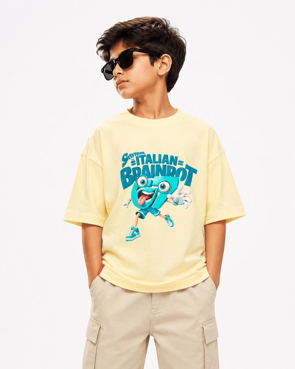RAAB Kids Oversized Graphic T-Shirt for Boys – Premium Brainrot Printed Summer Tee (1–15 Years) - Raab.pk