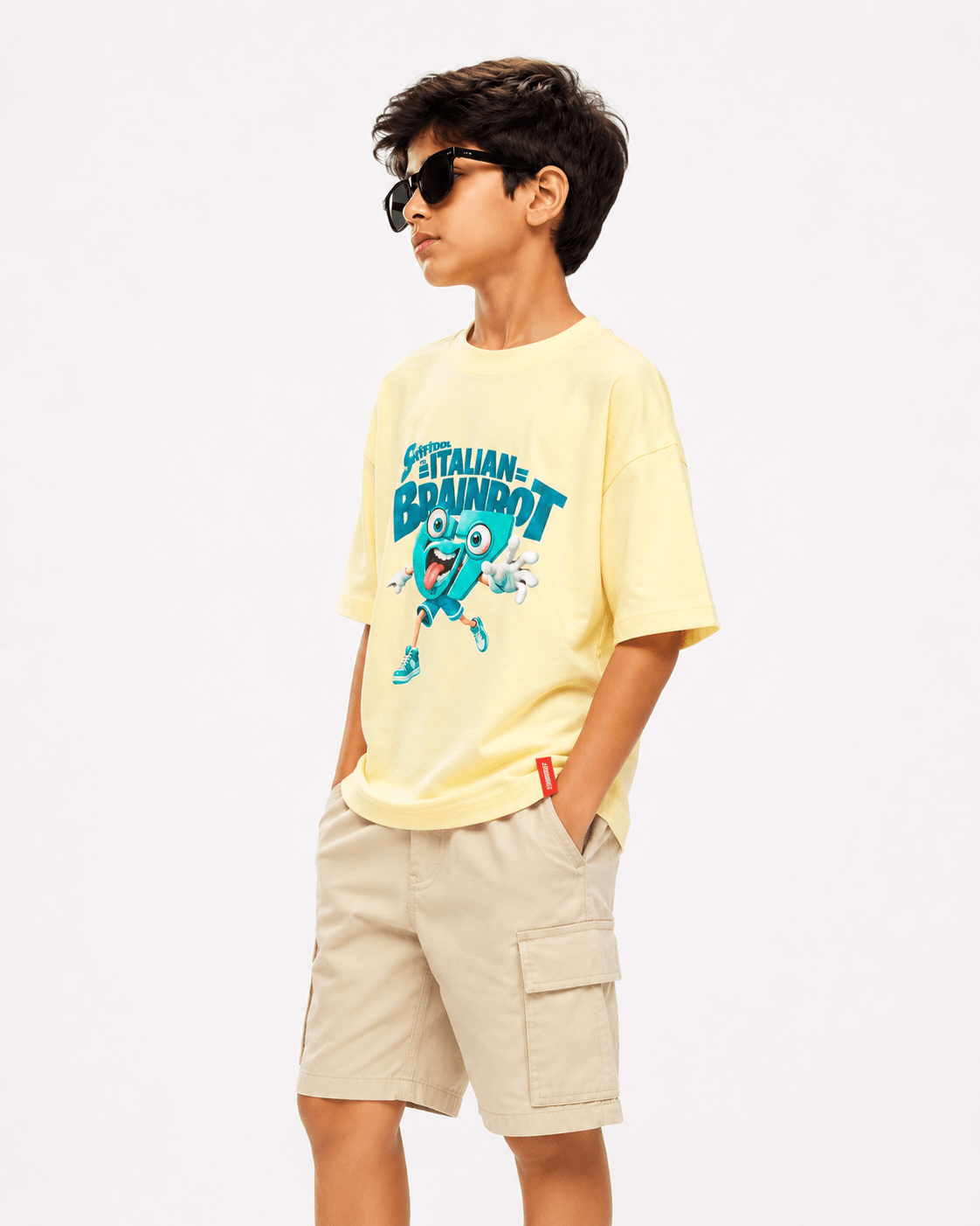 RAAB Kids Oversized Graphic T-Shirt for Boys – Premium Brainrot Printed Summer Tee (1–15 Years) - Raab.pk