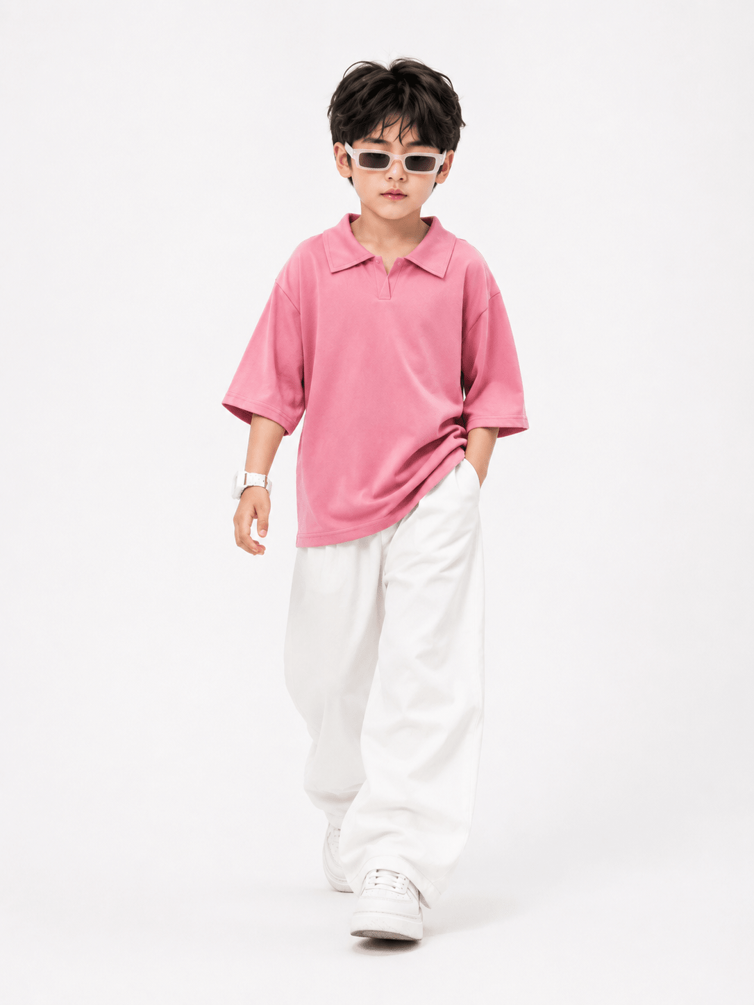 RAAB Kids Premium Polo Co-Ord Set | French Terry Baggy Trouser Outfit | 3-15 Years - Raab.pk