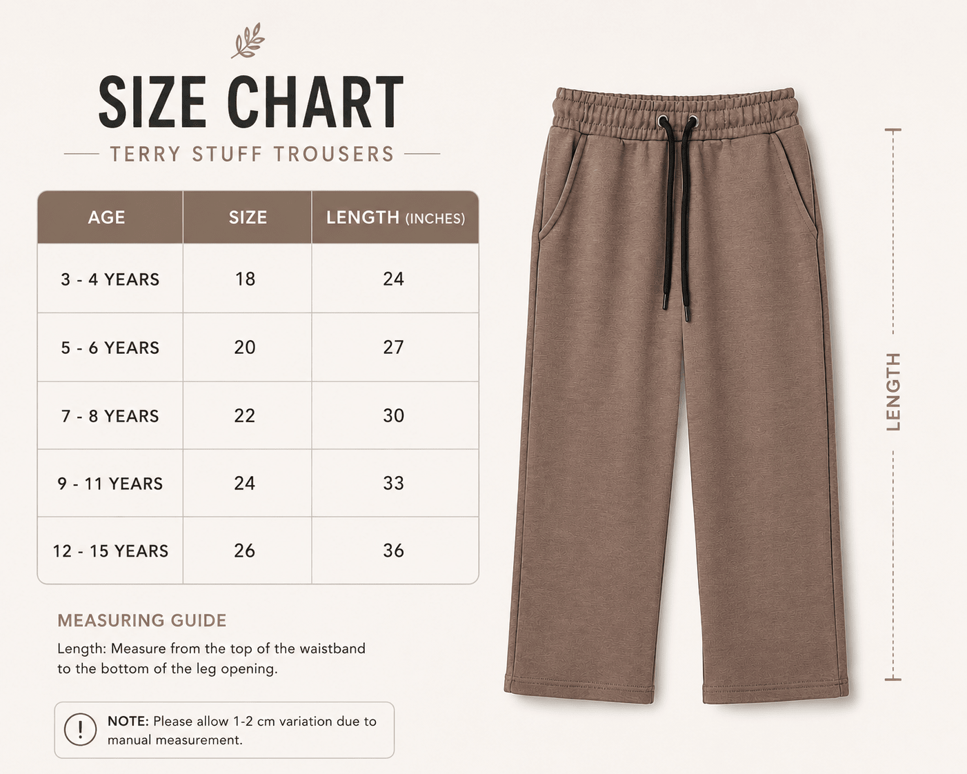 RAAB Kids Summer Terry Trouser – Soft & Comfortable Wide Fit Pants for Boys (3 to 15 Years) - Raab.pk