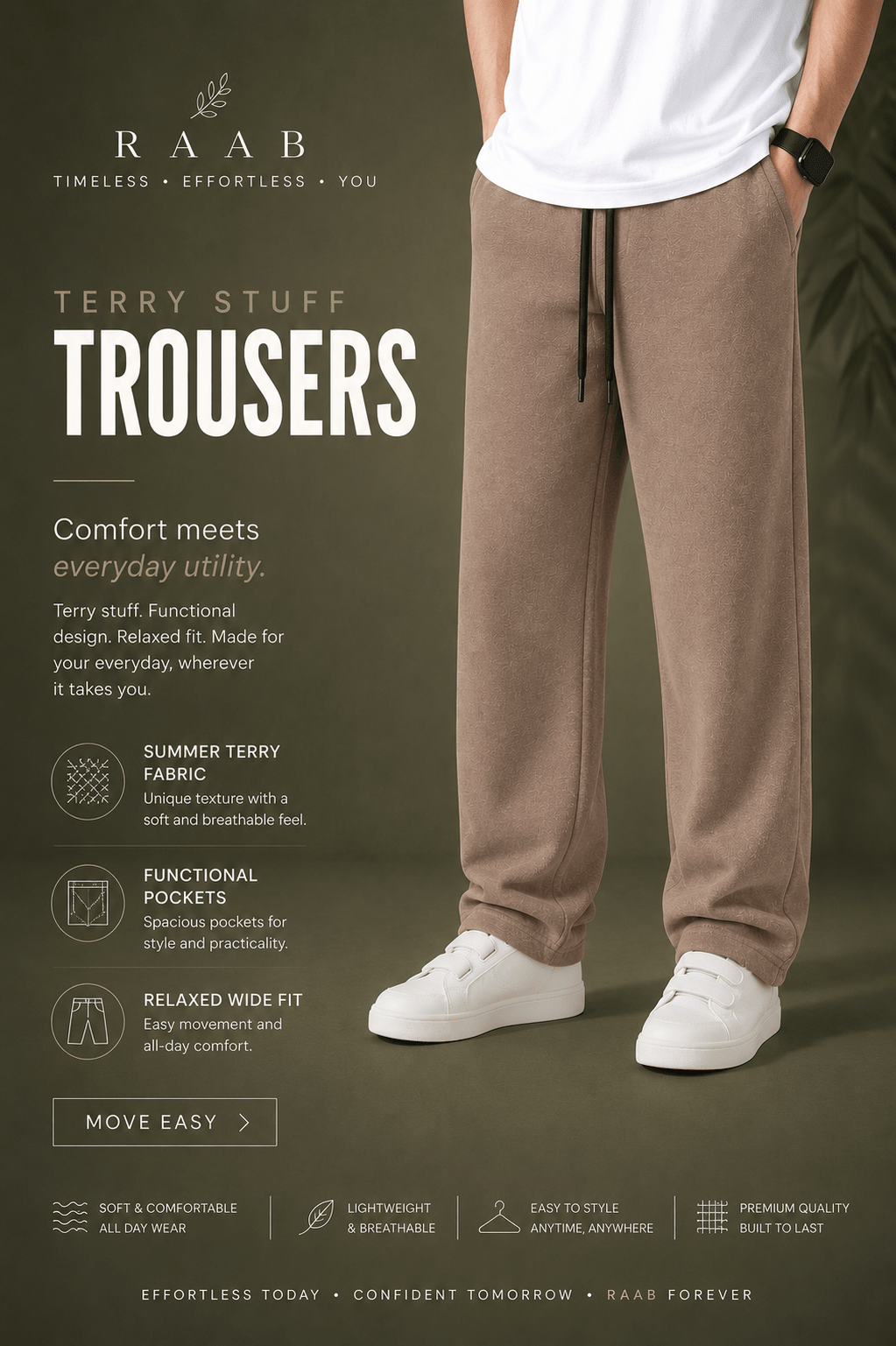RAAB Kids Summer Terry Trouser – Soft & Comfortable Wide Fit Pants for Boys (3 to 15 Years) - Raab.pk