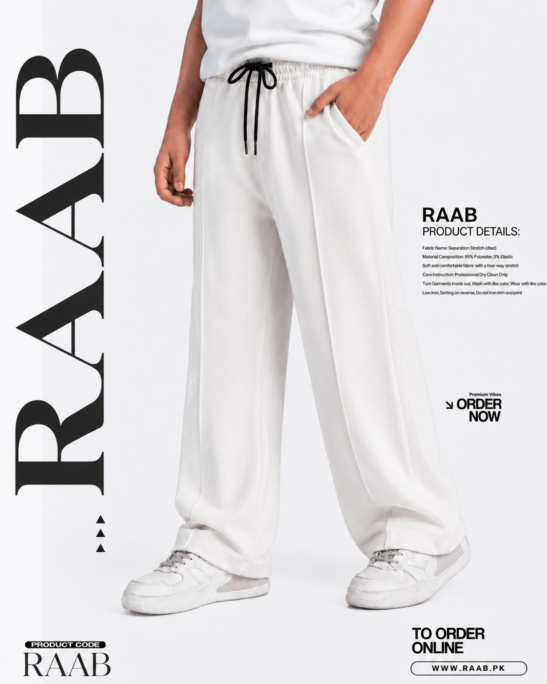 Raab Kids White Terry Trouser (3 - 12 Years) - Premium Stretch Fabric, Comfortable & Stylish - Raab.pk