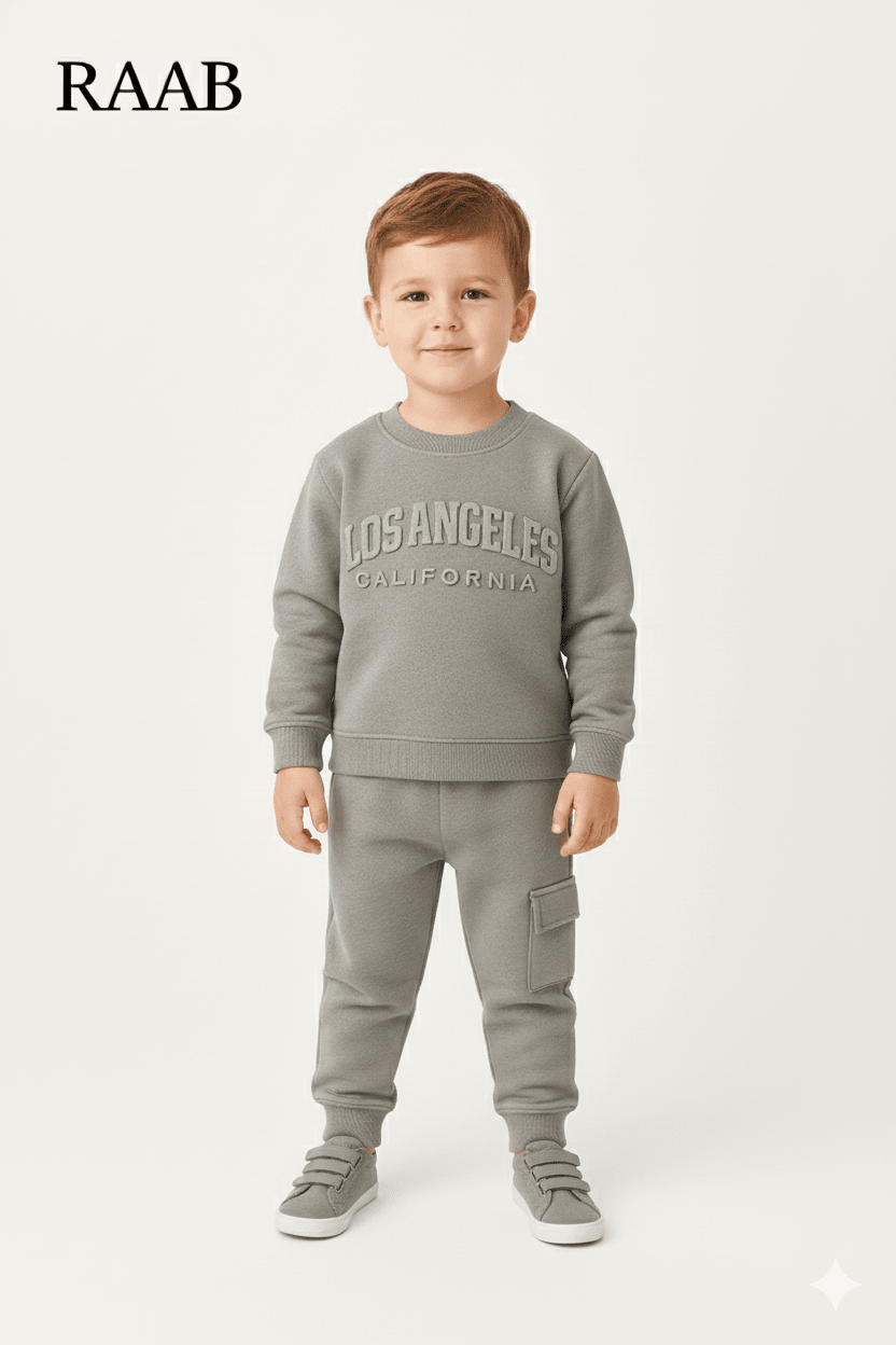 RAAB LA California Embossed Logo Sweatshirt Fleece Tracksuit - Raab.pk