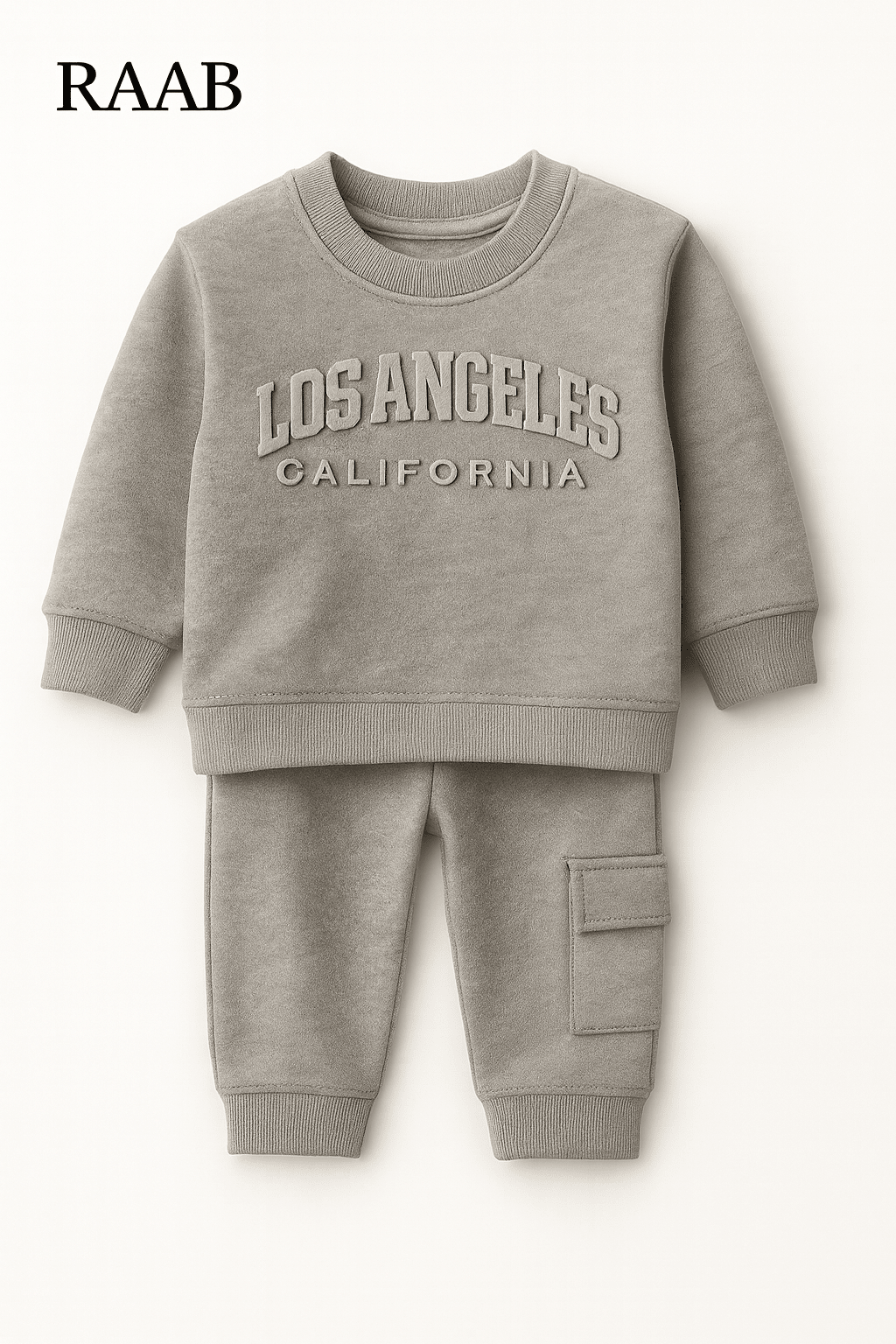 RAAB LA California Embossed Logo Sweatshirt Fleece Tracksuit - Raab.pk