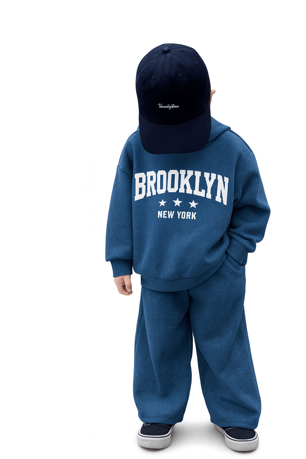 RAAB Premium Navy Blue Brooklyn Kids Fleece Hoodie Co - Ord Set - Raab.pk