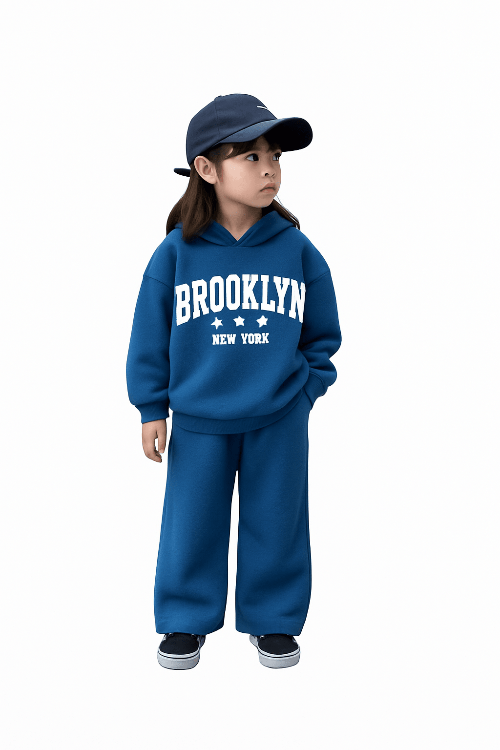 RAAB Premium Navy Blue Brooklyn Kids Fleece Hoodie Co - Ord Set - Raab.pk
