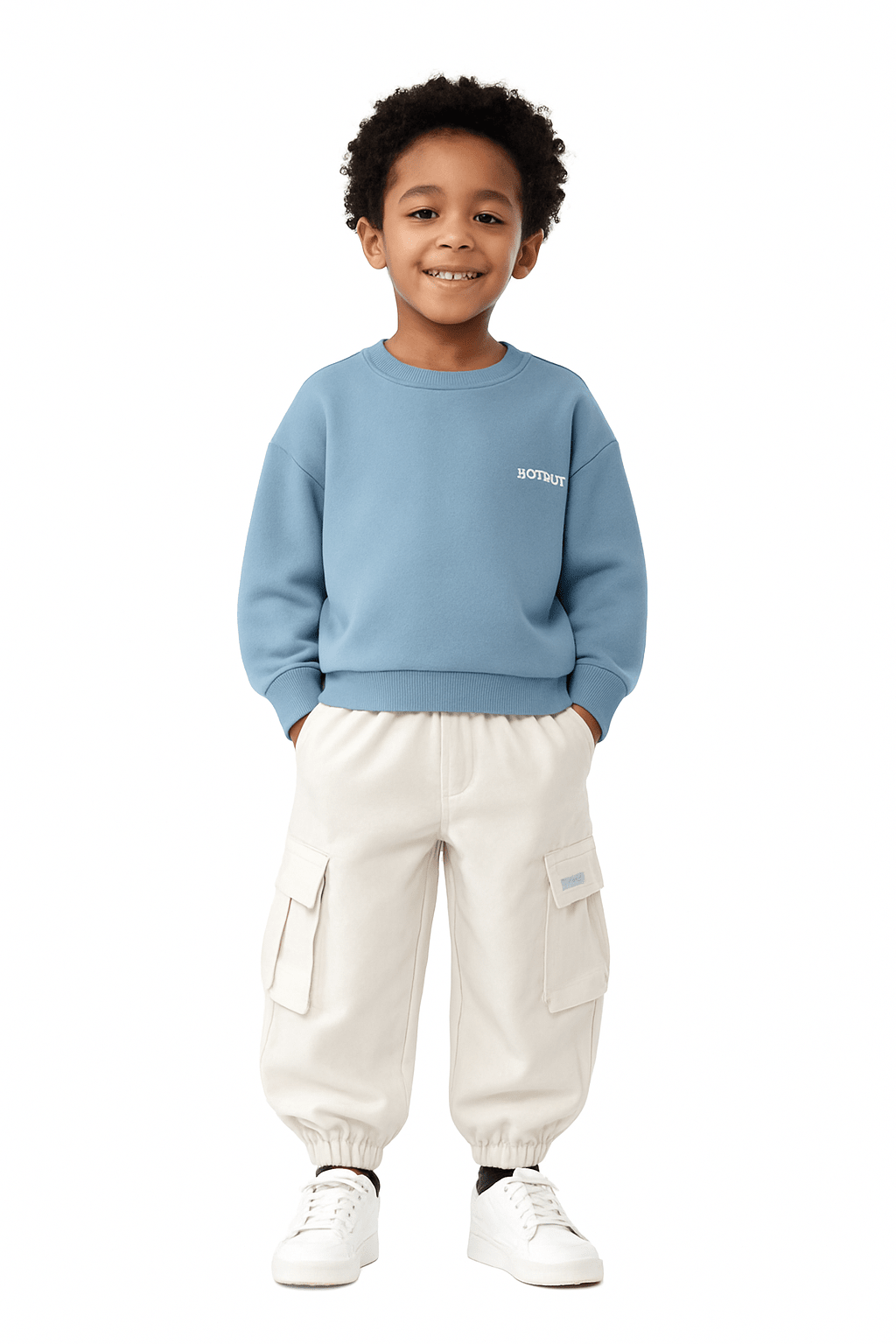 SUMWON Essential Boys Winter Co - Ord Set – Crewneck Sweatshirt & Cargo Jogger Pants Casual Streetwear Outfit - Raab.pk
