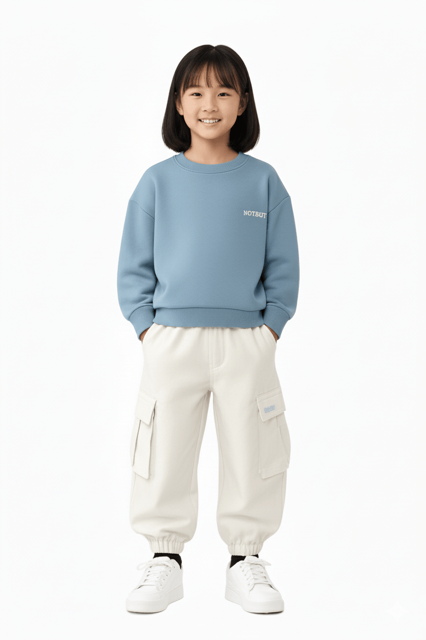 SUMWON Essential Boys Winter Co - Ord Set – Crewneck Sweatshirt & Cargo Jogger Pants Casual Streetwear Outfit - Raab.pk